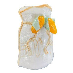 Whimsical Ceramic Paperback Sack Shaped Vase With Yellow Corn On Top Porcelain